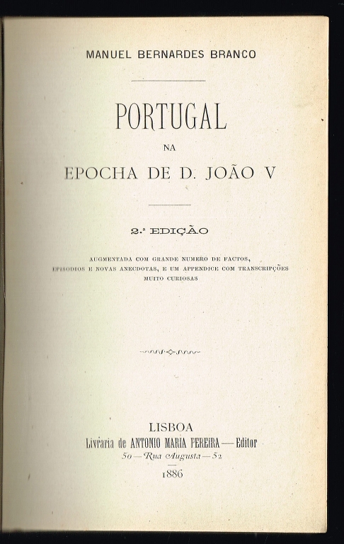 PORTUGAL NA EPOCHA DE D. JOO V